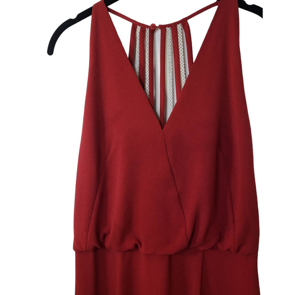 Reiss Red Fiona Beaded Strappy Halter Midi Dress - Picture 3 of 12